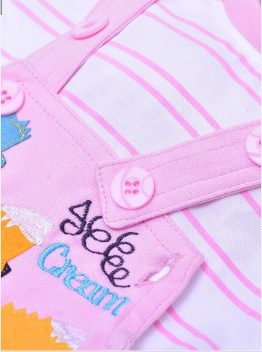 Dungaree For Boys & Girls Striped Cotton Blend (Multicolor, Pack of 1)