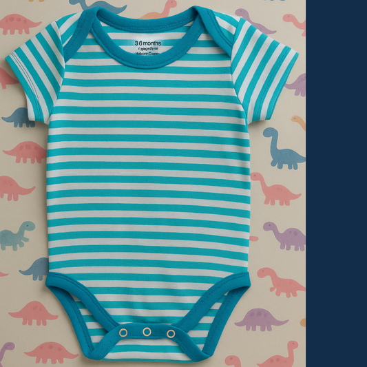 5 Pcs Half Sleeve Summer Romper For Babies (Multicolor Blue+Light Orange Mixed) (0-3 Months)