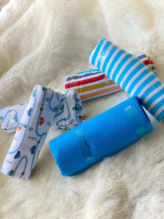 5 Pcs Half Sleeve Summer Romper For Babies (Multicolor Blue+Light Orange Mixed) (0-3 Months)