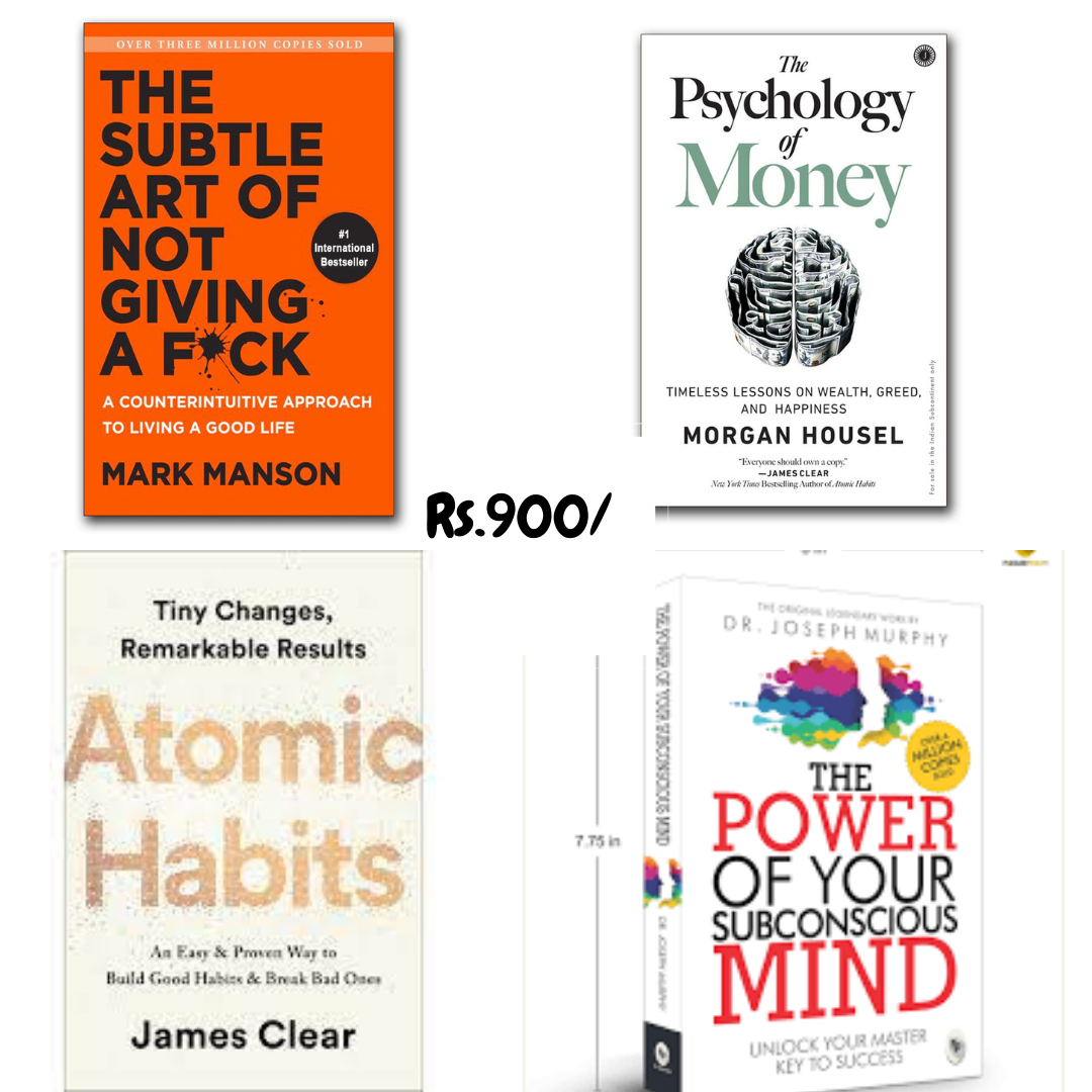 Atomic Habit, Psychology of money, Subtle art of not giving a fuck,Power of Subconsious mind - Combo Books