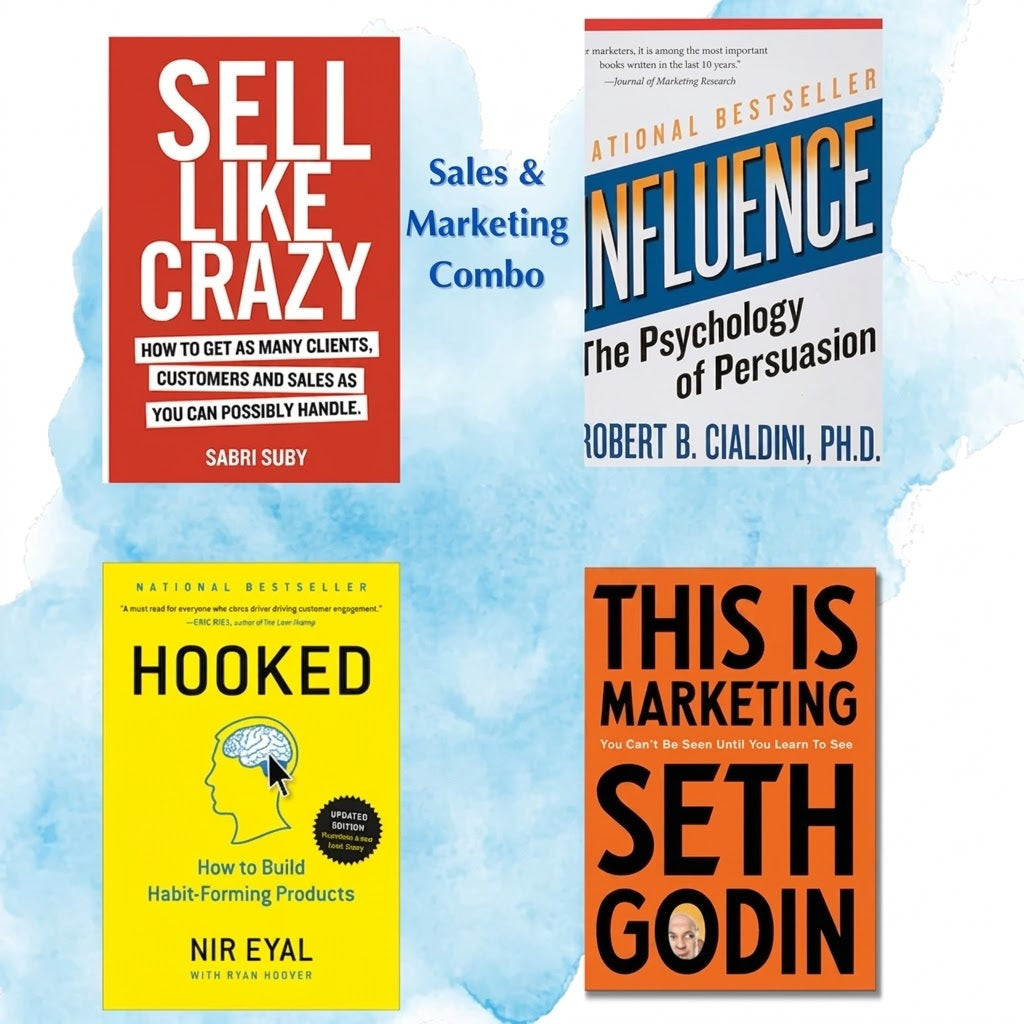 Sales Marketing combo: Sell Like Crazy+ Influence+ Hooked+ This Is Marketing