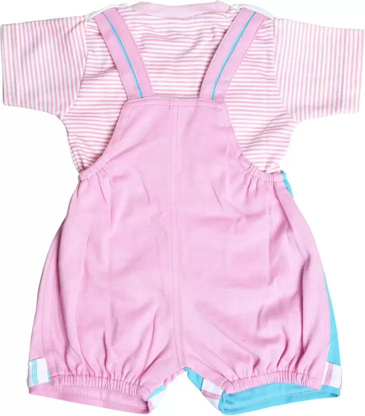 Romper For Boys & Girls Casual Striped, Summer Cotton Blend (PINK, Pack of 1)