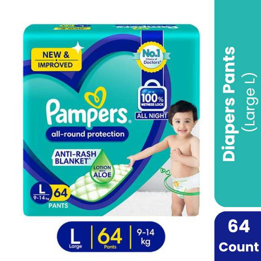 Pampers New Diapers Pants, Large (64 Count)