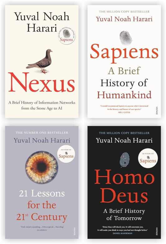 Yuval Noah Harari Collection 4 Books Set (Homo Deus, Sapiens A Brief History of Humankind, 21 Lessons for the 21st Century & Nexus)
