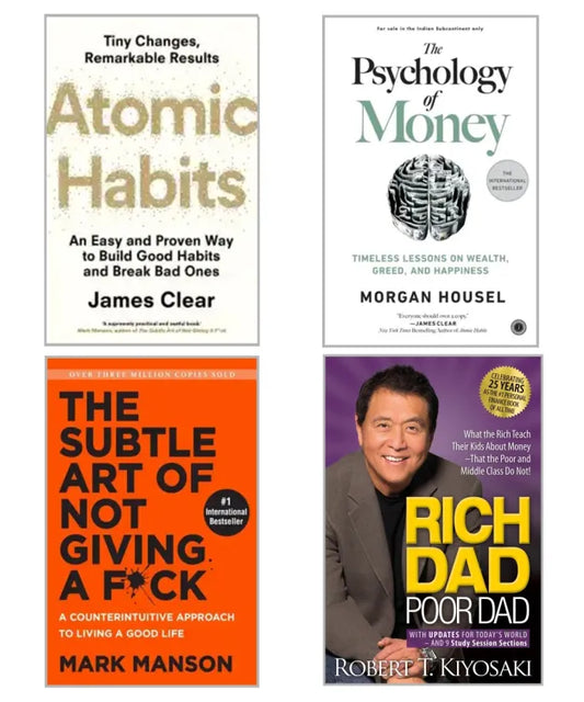 Atomic Habits+Rich Dad Poor Dad+The Psychology Of Money+The Subtle Art Of Not Giving- Combo Books
