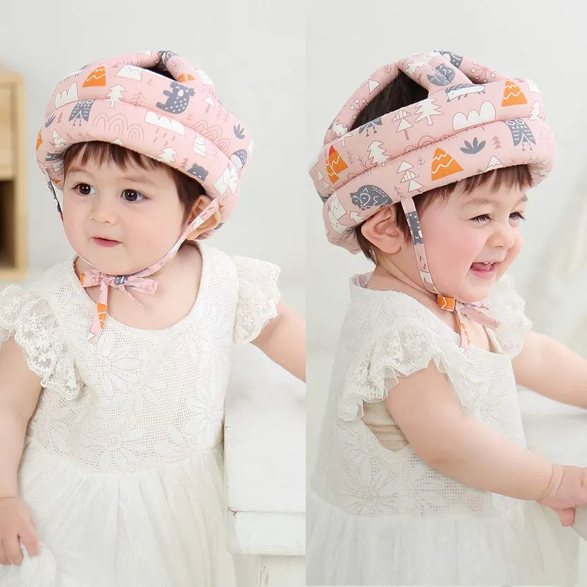 Baby Head Protector With Lace Lock Cushion Bumper Head Guard Safety Fabric Helmets