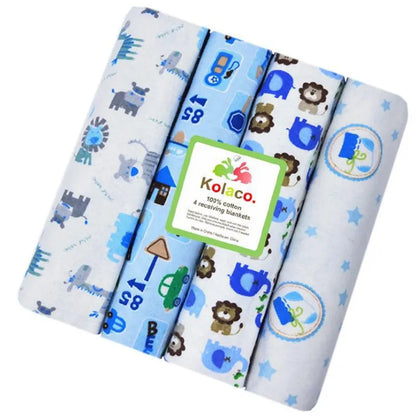 Baby Swaddle Wrapper 4 Pcs 100% Cotton (Newborn Colorful Cobertor Baby Bedsheet)