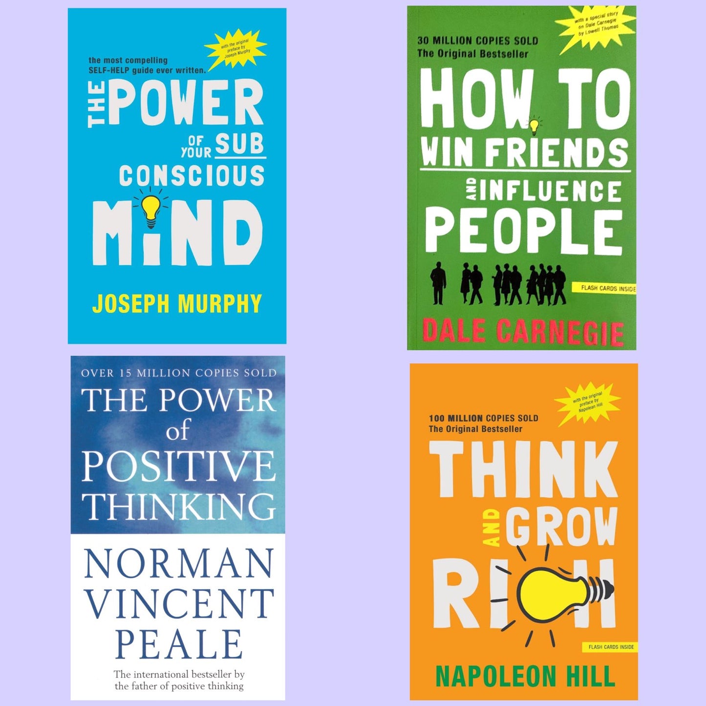 Combo of 4 Self-help Book (How to Win Friends and Influence People /The Power of Positive Thinking /Think and Grow Rich/ The Power of Your Subconscious Mind )